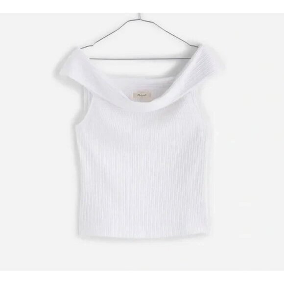 Madewell White Off-The-Shoulder Ribbed Tank Top XXS - Picture 1 of 4